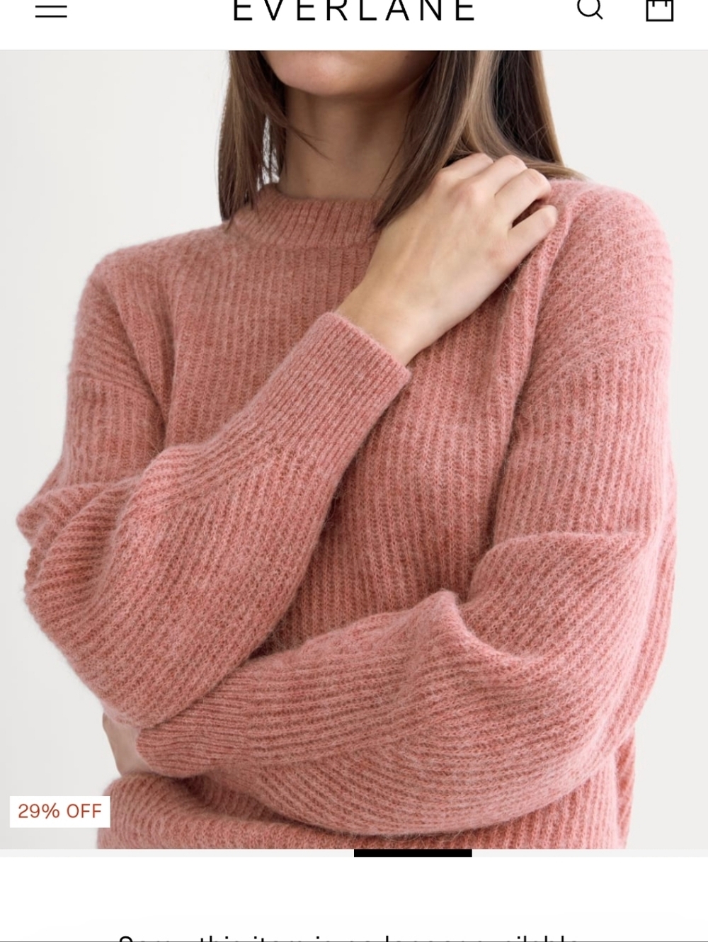 NWOT Everlane Cocoon Crew Alpaca Sweater - Dusty Rose Sz XS - Picture 4 of 13